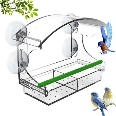 Produktbild von Famanu Vogelhaus Acryl mit Saugnäpfen - transparentes Futterstation für Wildvögel