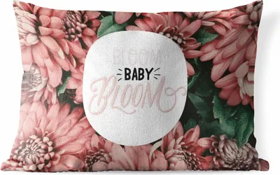 Produktbild von MuchoWow® Outdoor Kissen - Bloom baby bloom' - Sprichwörter - Zitate - 60x40 cm - Wetterfest - Lounge Kissen - Zierkissen - Kissen für Innenräume