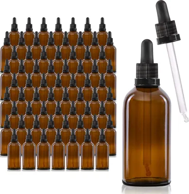 Produktbild von Oputec 68x 100ml Pipettenflasche aus Braunglas mit Glaspipette: Großpackung – Apothekerflasche für Aromatherapie ätherische Öle Kosmetik Tropfflasche