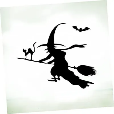 Produktbild von 1 Stück schwarze Halloween-Hexen- und Fledermausaufkleber für Zimmerwände, selbstklebende Halloween-Party-Requisite zum einfachen Abziehen und Aufkleben
