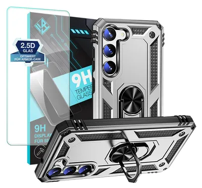 Produktbild von Armor Outdoor Handyhülle für Samsung Galaxy S23 Handy Panzer Case Schutzhülle mit 9H Displayglas Displayschutz Farbe: Silber
