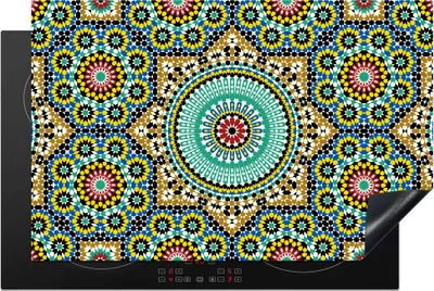 Produktbild von KitchenYeah© Herdabdeckplatte Mosaik - Muster - Mandala , 81x52cm, Küche Deko, Glaskeramikkochfeld Herdabdeckung, Abdeckplatte fùr Kochfeld