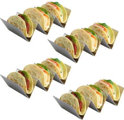 Produktbild von CANDeal 4 pevné stojany na burrito, bezpečný stojan na taco z nerezové oceli, až pro 3 taco nádobí a troubu a gril pro restaurace a domácí použití