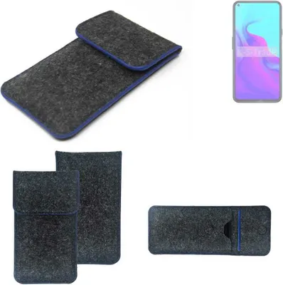 Produktbild von K-S-Trade Handy-Hülle Schutz-Hülle kompatibel mit Cubot X30 P Filztasche Pouch Tasche Case Sleeve Filzhülle dunkelgrau, blauer Rand