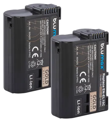 Produktbild von 2x Blumax Akku | für Nikon EN-EL15 a/b/c Digitalkamera | Kapazität 2250mAh |Spannung 7Volt | Video- und Kamerazubehör
