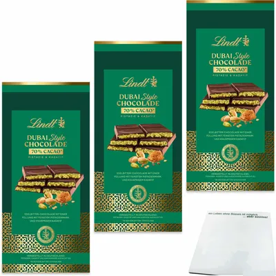 Obrázok produktu pre Lindt Dubai Style Čokoláda DARK 70 % kakao 3er Pack (3x145 g tabuľka) + usy Block