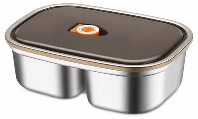 Obrázek produktu pro VHV – Obědová krabička s odnímatelnými přepážkami – Nádoba na uchování potravin, která neprosakuje – Vhodná pro přípravu jídel, do práce a na piknik – Černá