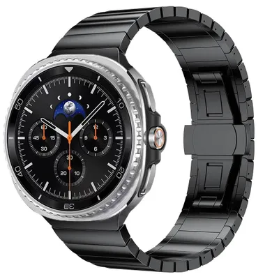 Produktbild von FFO2World Luxus-Edelstahlarmband für Samsung Galaxy Watch 8 (40/44 mm) & 8 Classic 46 mm – Elegant mit Faltschließe, inkl. Kürzungsset – Schwarz