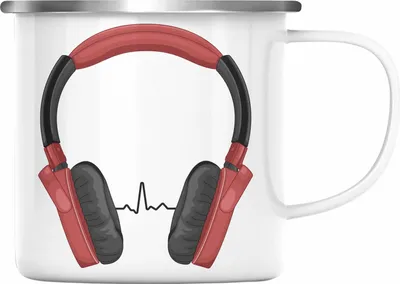 Produktbild von Trendation - Musik Emaille Tasse Musikliebhaber Musiker Musiklehrer Geschenk Geschenkidee Musiklehrerin Coach Geschenkideen Herzschlag (Silber)