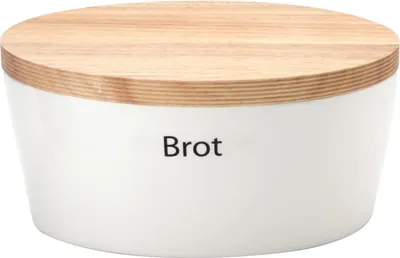 Produktbild von Ovale braune Brotbox mit Holzdeckel - 27 x 20 x 13 cm