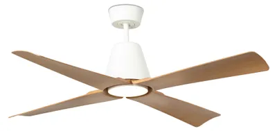 Produktbild von Outdoor Energiespar Deckenventilator mit LED Beleuchtung und Fernbedienung Typhoon Weiß / Ahorn 130 cm IP44
