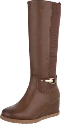 Produktbild von Ital-Design Damen Stiefel Leicht gefüttert Textiloptik, Lederoptik Keilstiefel 88843431 Braun Gr.  39