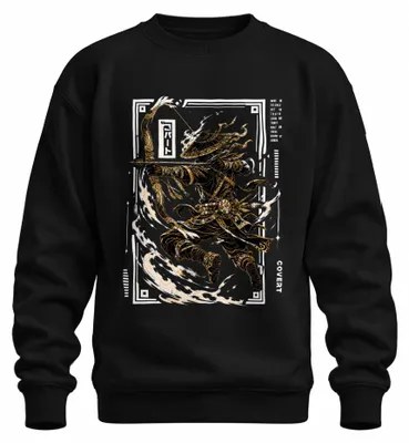 Productafbeelding van Ninja-boogschutter, samurai-krijger, Japan, manga, Y2K, shinobi, sweatshirt, trui, zwart, maat M