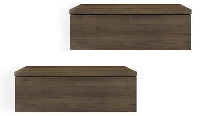 Produktbild von Elzusha – Schwebendes Wandregal mit Schublade – Set aus 2 – Walnussfarben, 42x30x15 cm