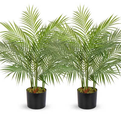 Künstliche Areca-Palme, 90 cm, 12 Blätter, im Topf, für Innen und Außen