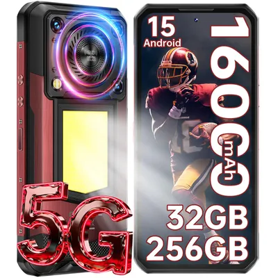 Produktbild von OUKITEL WP56 Outdoor Handy 5G,16000mAh Akku,Android 15,32GB RAM 256GB ROM,6.8" FHD+,128DB Lautsprecher und 1000 Lumen Campingleuchte,Rot