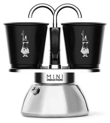 Zdjęcie produktu dla Zestaw do parzenia kawy espresso z 2 filiżankami Bialetti Mini-Induction, 100 ml, stal nierdzewna/czarny