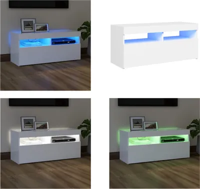 Produktbild von vidaXL TV Schrank mit LED Leuchten Weiß 90x35x40 cm - TV-Schrank - TV-Schränke - TV-Schrank Mit LED - TV-Möbel
