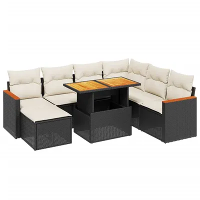 Produktbild von vidaXL 8-tlg. Garten-Sofagarnitur mit Kissen Schwarz Poly Rattan