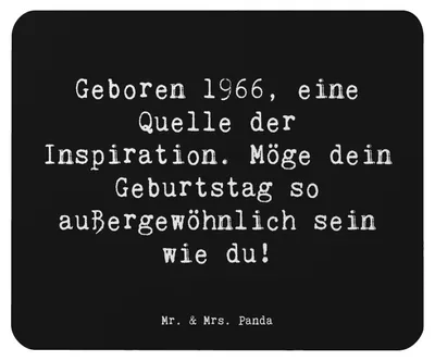 Produktbild von Mr. & Mrs. Panda Mouse Pad Spruch 1966 Geburtstag - Schwarz - Geschenk, handgefertigte Geschenke, Glückwunsch, Geburtstagsgeschenk, Alter, Jahrgang, Mauspad, mousematte