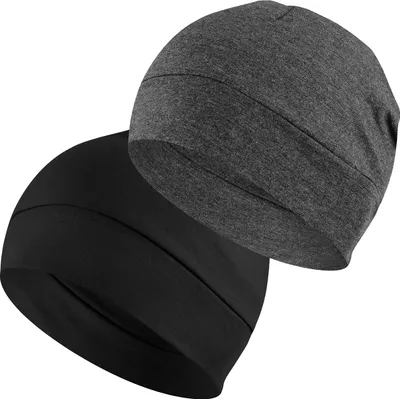 Produktbild von Fahrradmütze Unter Helm, Leichte Dünne Baumwollmütze für Herren und Damen, Perfekt als Schlafmütze, Laufmütze, Skull Cap oder Chemo Kopfbedeckung - 2er Pack