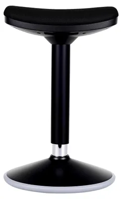 Produktbild von Schwarzer Sitz- und Stehhocker, höhenverstellbarer Drehhocker bis 82 cm, Polsterhocker bis 135 kg, moderner drehbarer Hocker für Büro und Homeoffice