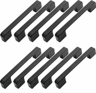 Produktbild von 10 Stück Schrankgriffe, 160 mm Lochabstand – Schwarze Küchentürgriffe, 160 mm schwarze Schrankzugstangen, Küchenschrankknöpfe