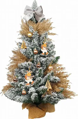 Produktbild von Geschmückter künstlicher Weihnachtsbaum RENTIER 60 cm mit LED-BELEUCHTUNG IM TOPF