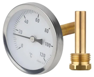 Bimetall-Thermometer 0-120 °C Ø 63 mm mit Tauchhülse
