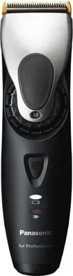 A studio shot of a black Panasonic hair clipper against a white background.