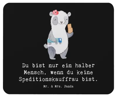 Produktbild von Mr. & Mrs. Panda Mauspad Speditionskauffrau Herz - Schwarz - Geschenk, pc mausunterlage, Mousepad, Mouse Pad