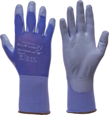 Produktbild von 12 Paar Arbeitshandschuhe Mechanikerhandschuhe Nylon Blau Dunkelblau (Blue-Light-12) Gr. 6