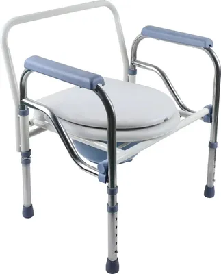 Produktbild von Toilettenstuhl - Kommodenstuhl für Senioren - Faltbar - Höhenverstellbar 65–75 cm - Edelstahlrahmen - 150 kg Tragkraft - Weiß