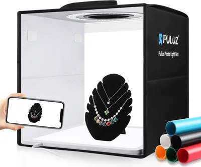 Produktbild von PULUZ PKT3200 30 * 30 * 30 cm Faltbares LED-Lichtzelt Desktop-Fotostudio-Lichtbox Softbox 5500K Dimmbar USB-betrieben mit 6-teiligen Farbhintergruenden und schattenlosem LED-Lichtpanel fuer kleine Produktfotografie