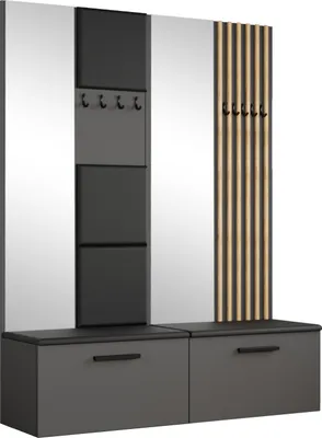 Produktbild von Masseno Garderobe-Set MODULO 161,2/204/40 cm Modern Garderobenschrank Grau