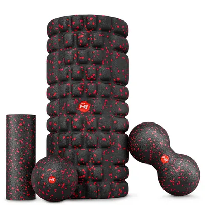 Produktbild von Hop-Sport Faszienrolle set rot - Mini-Massagerolle & Faszienrolle, Massagebälle - Minimassageball & Duoball, aus hautfreundlichen Materialien