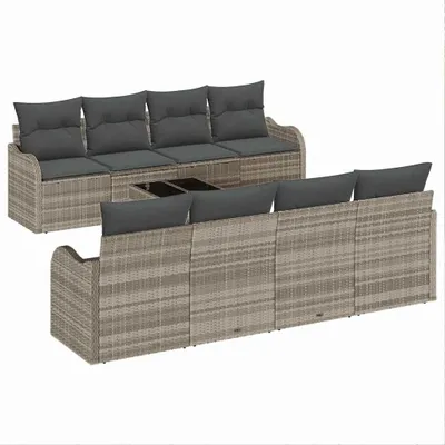 Produktbild von vidaXL Gartensofa-set mit Kissen 9 pcs Hellgrau und Dunkelgrau