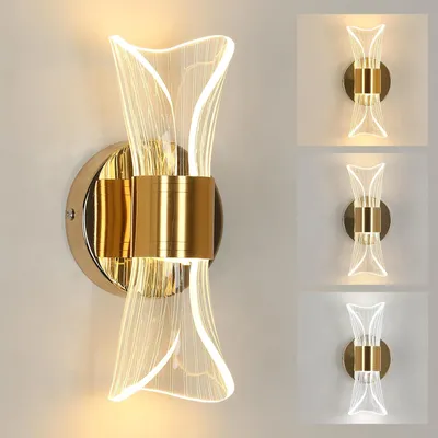 Produktbild von LED Wandleuchte Innen, 10W Moderne Wandlampe dimmbar, Acryl Treppenhaus Wandbeleuchtung, 3 Farbtemperatur, Minimalistische Wandleuchte, Gold