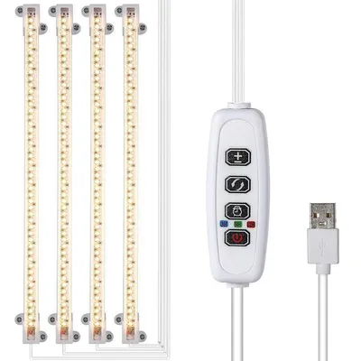 Produktbild von Pflanzenlampe,4 Heads Pflanzenlampe Led Vollspektrum für Zimmerpflanzen, 460nm/660nmPflanzenlicht mit Auto ON & Off Timer 3/9/12H