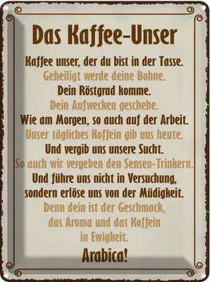 Produktbild von vianmo Blechschild 40x30 cm Kaffee Unser du bist in Tasse Essen Trinken