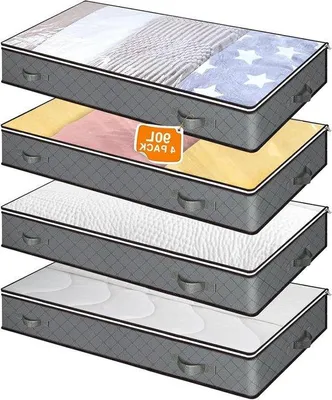 Image de Boîtes de rangement sous le lit, grande capacité, transparentes