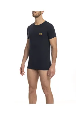 Immagine prodotto di T-shirt uomo a maniche corte blu con stampa e scollo rotondo