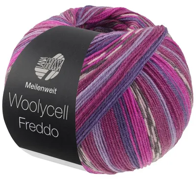 Produktbild von Lana Grossa - Meilenweit 100 Woolycell Freddo 6047 rotviolett lavendel dunkelviolett fuchsia dunkelgrau rosa