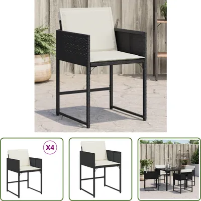 Produktbild von The Living Store Gartenstühle mit Kissen 4 Stk. Schwarz Poly Rattan