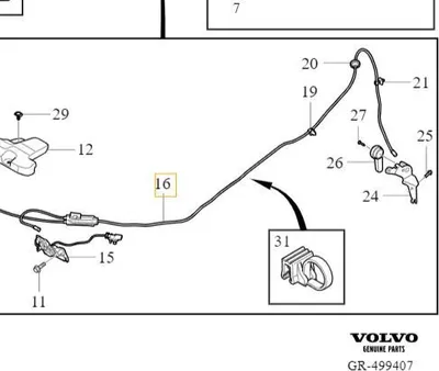 Obrázek produktu pro Lanka zámku kapoty VOLVO C40 XC40 originální díl interiéru