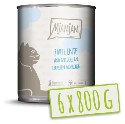 Zdjęcie produktu dla MjAMjAM 4260512871659, Dorosły, Każda rasa, Marchewkowy, Kaczka, 800 g, Nie zawiera ziarna