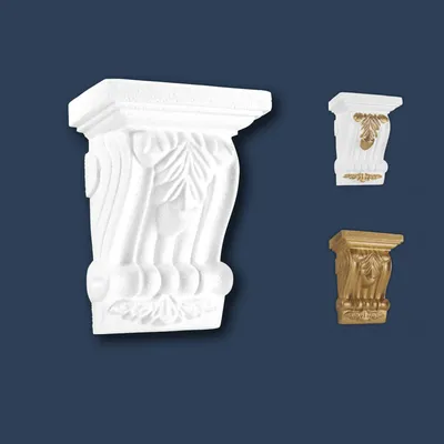 Produktbild von MARBET DESIGN Wandkonsole EPS Styropor Weiß Gold Konsole Stuck Nachbildung Ornament Wand Dekoration