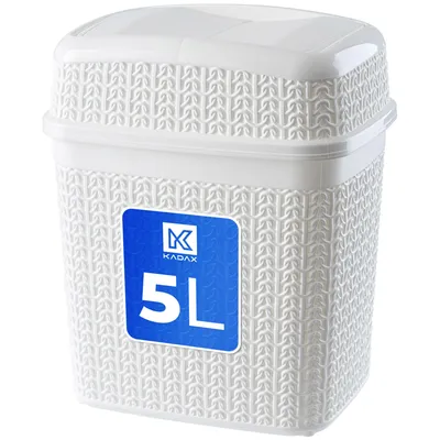 Produktbild von KADAX Kosmetikeimer aus Kunststoff "Tonni", Abfalleimer mit Schwingdeckel, Mülleimer für Bad, Weiß, 5L