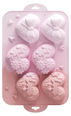 Produktbild von Herzförmige Schokoladenform, lebensmittelecht, spülmaschinenfest, antihaftbeschichtet, BPA-frei, Kuchenform mit Valentinstagsmotiv, Silikonform