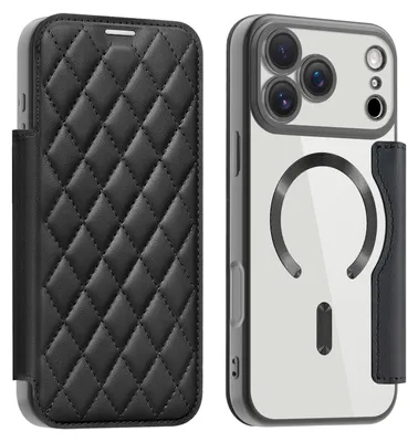 Obrázok produktu pre Pre Apple iPhone 17 Pro Max 360° Full Body Magsafe RFID Anti Data Theft Synthetic Leather Case Black